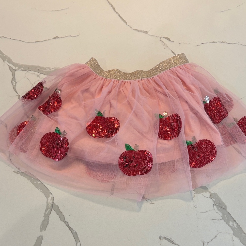 Wink Pink Tulle Skirt with Red Apple Sequins